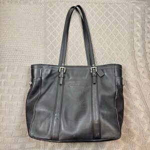 Coach Black Leather Shoulder Laptop Work Bag